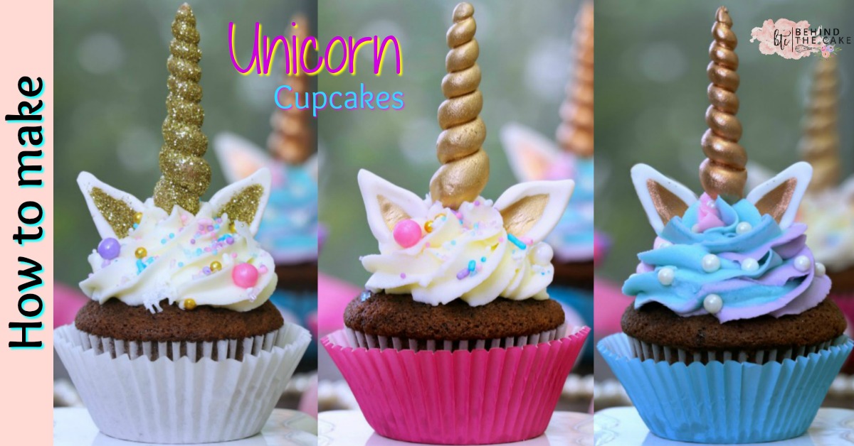 Behind The Cake ~ How to make unicorn cupcakes / easy cute unicorn cupcakes tutorial
